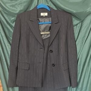Stresa Classic Navy Pinstripe Suit/Skirt with Notched Lapels